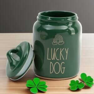 RAE DUNN TREAT CANISTER "LUCKY DOG" ST PATRICK'S DAY THEME CERAMIC